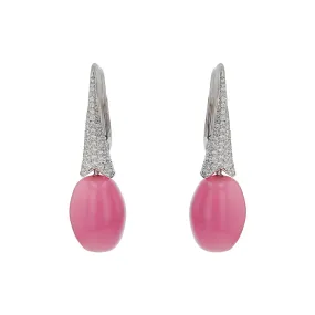 0.50Ct Diamond and Conch Pearl Drop Earrings in Platinum