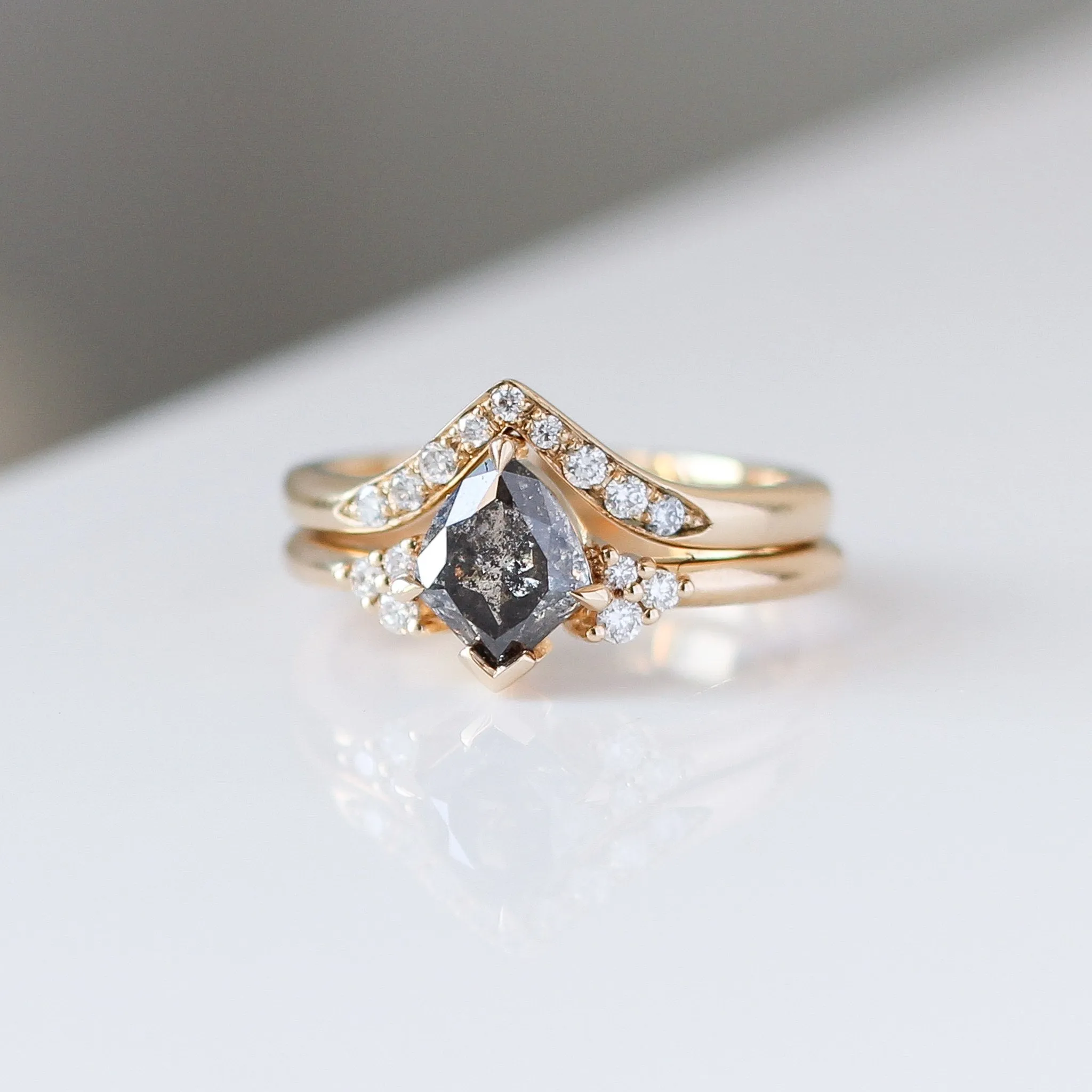 1.06ct Glacier Shield Salt & Pepper Diamond Ring