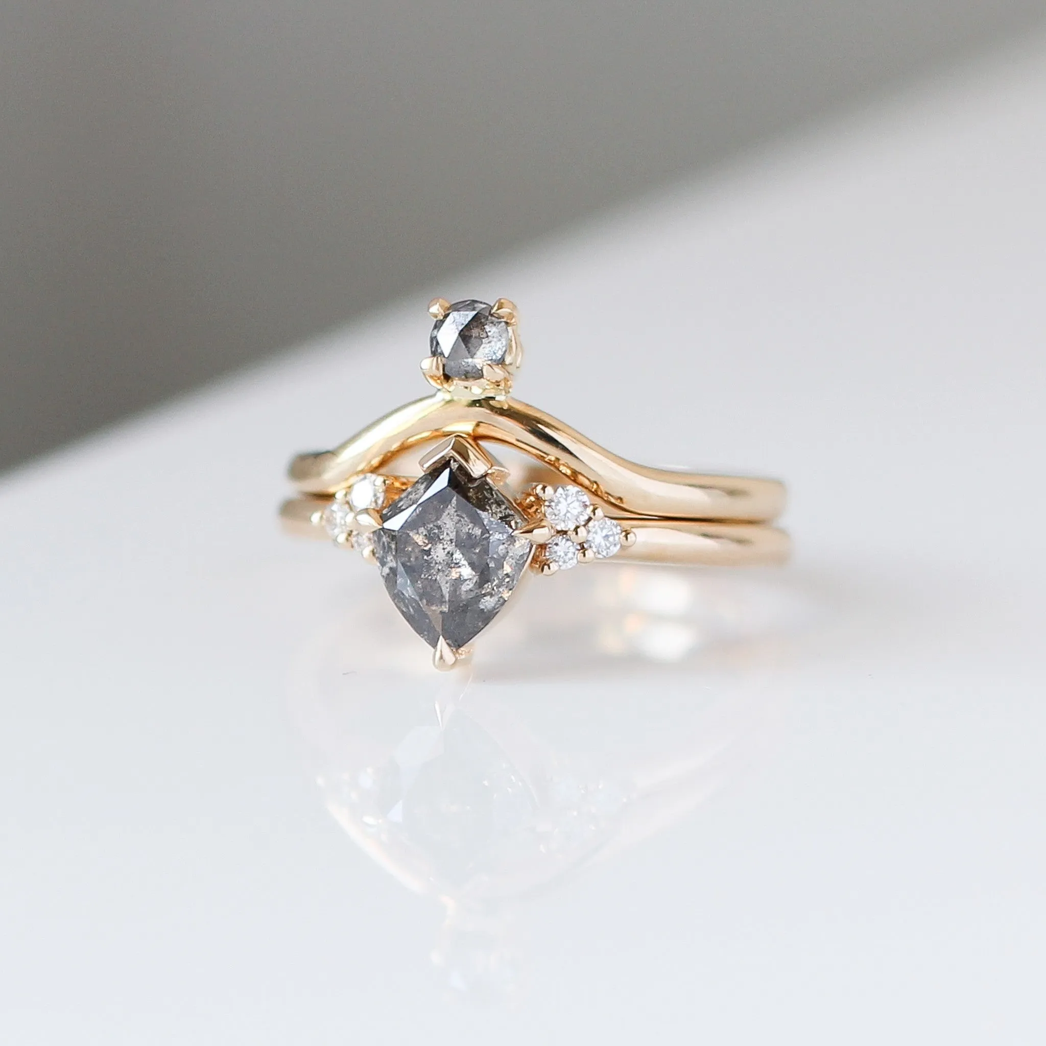 1.06ct Glacier Shield Salt & Pepper Diamond Ring