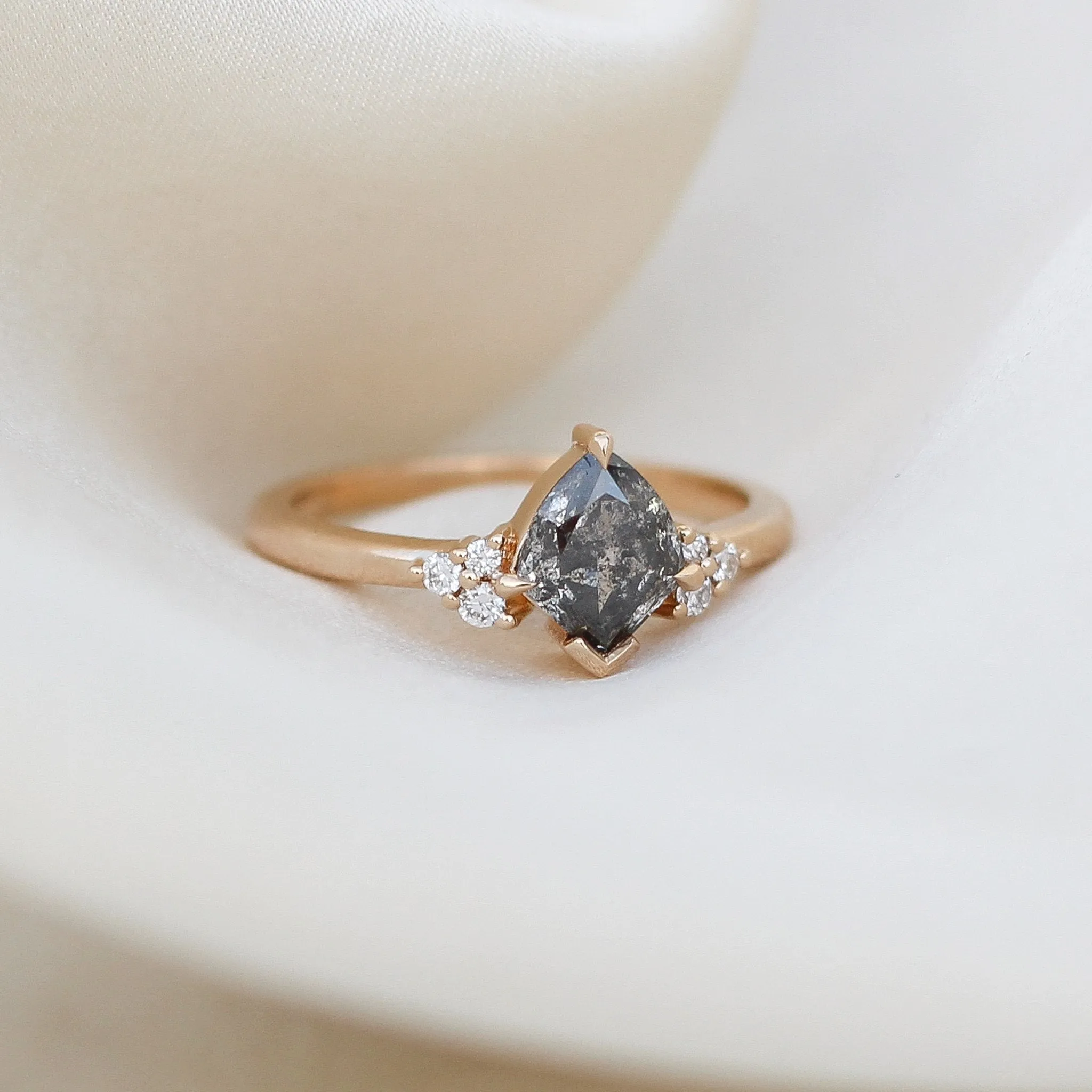 1.06ct Glacier Shield Salt & Pepper Diamond Ring