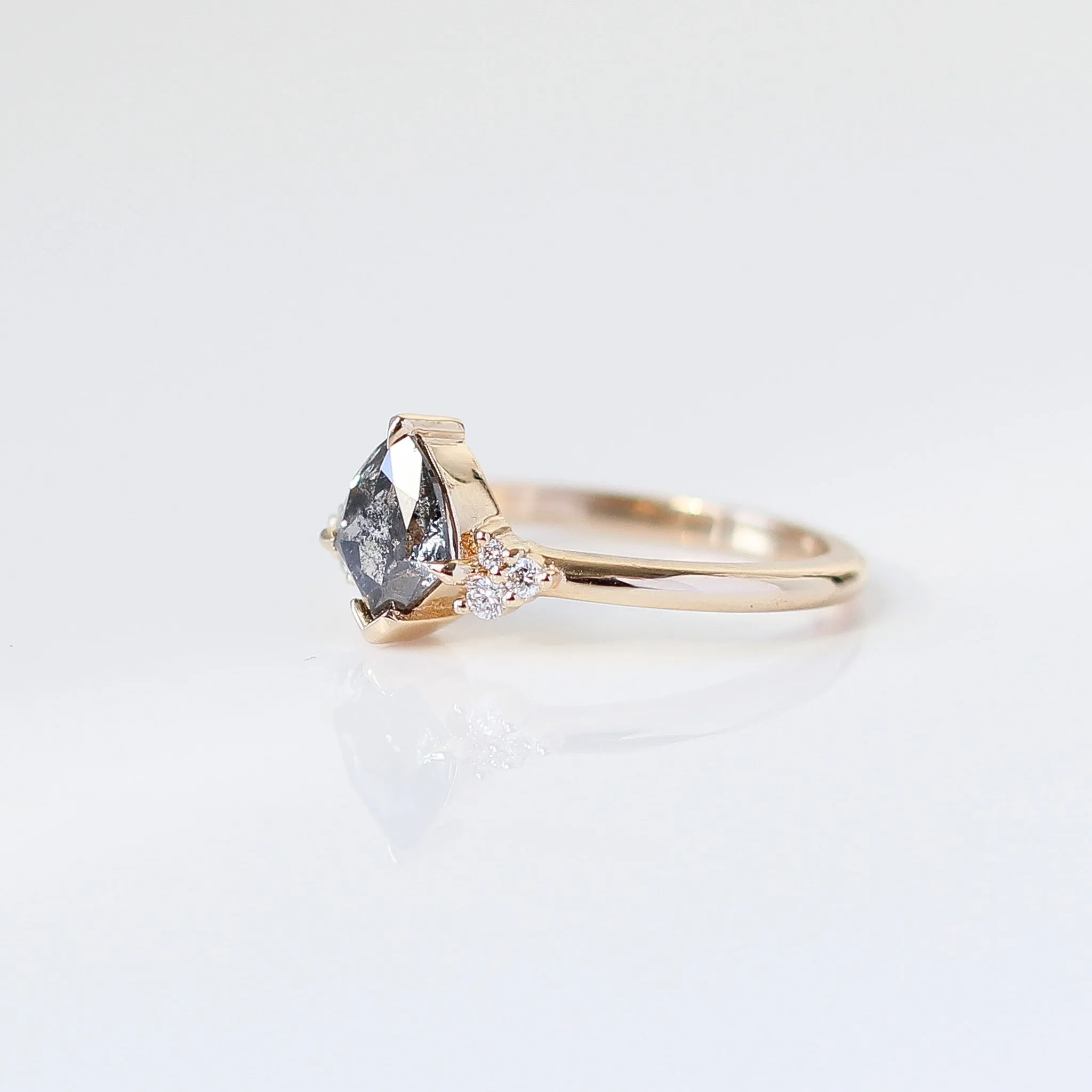 1.06ct Glacier Shield Salt & Pepper Diamond Ring