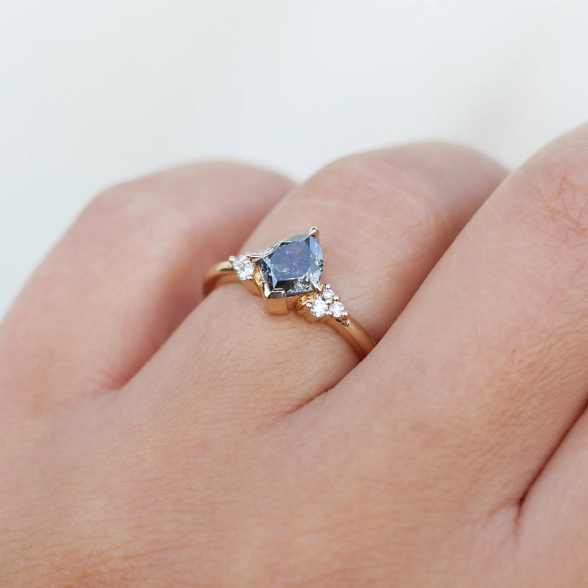 1.06ct Glacier Shield Salt & Pepper Diamond Ring