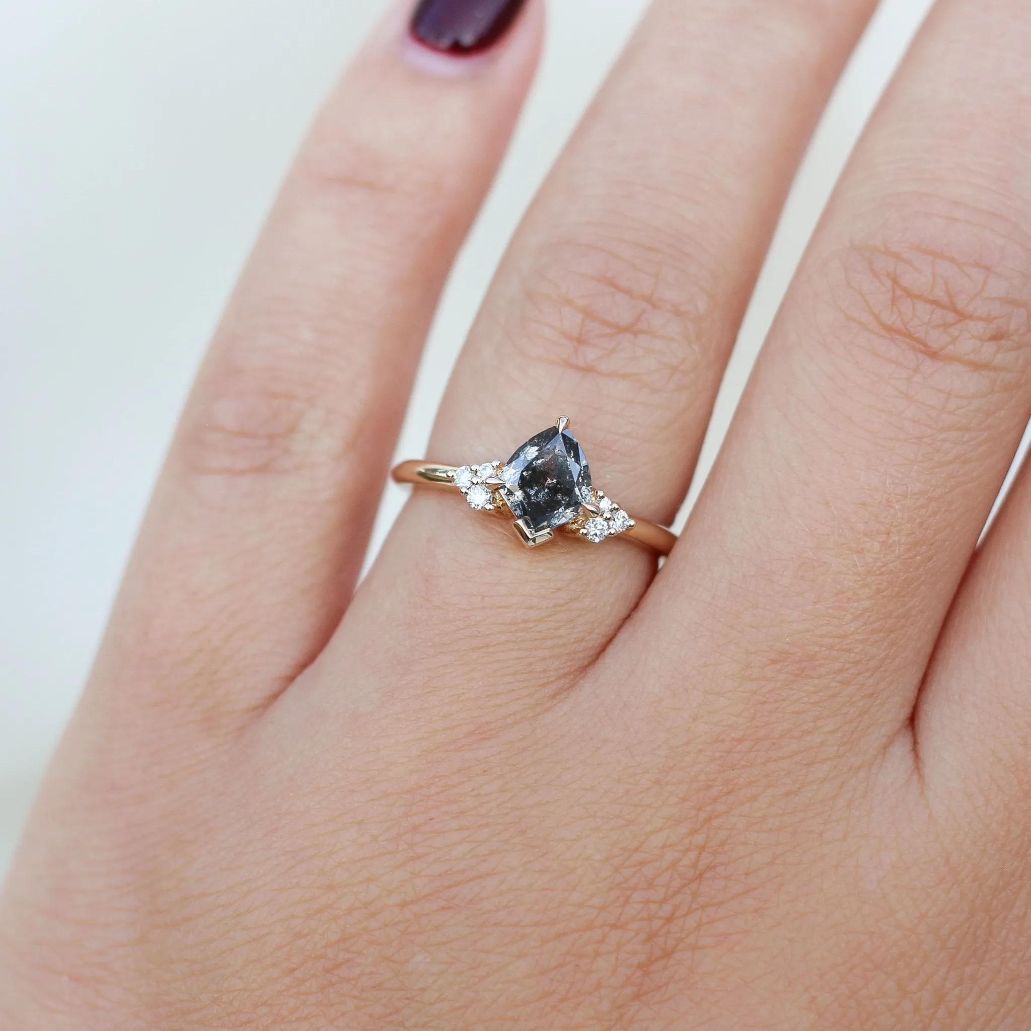 1.06ct Glacier Shield Salt & Pepper Diamond Ring
