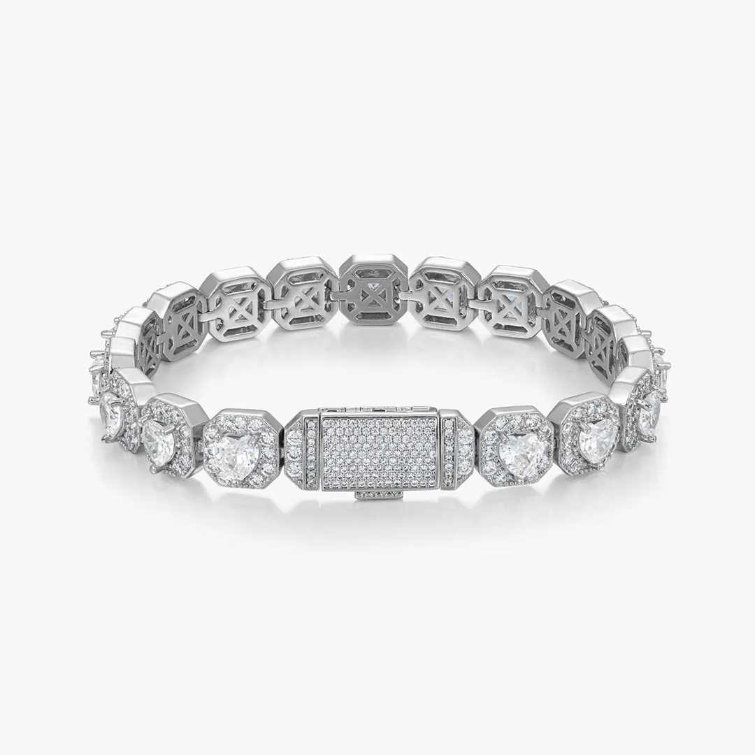 10mm Heart Clustered Tennis Bracelet