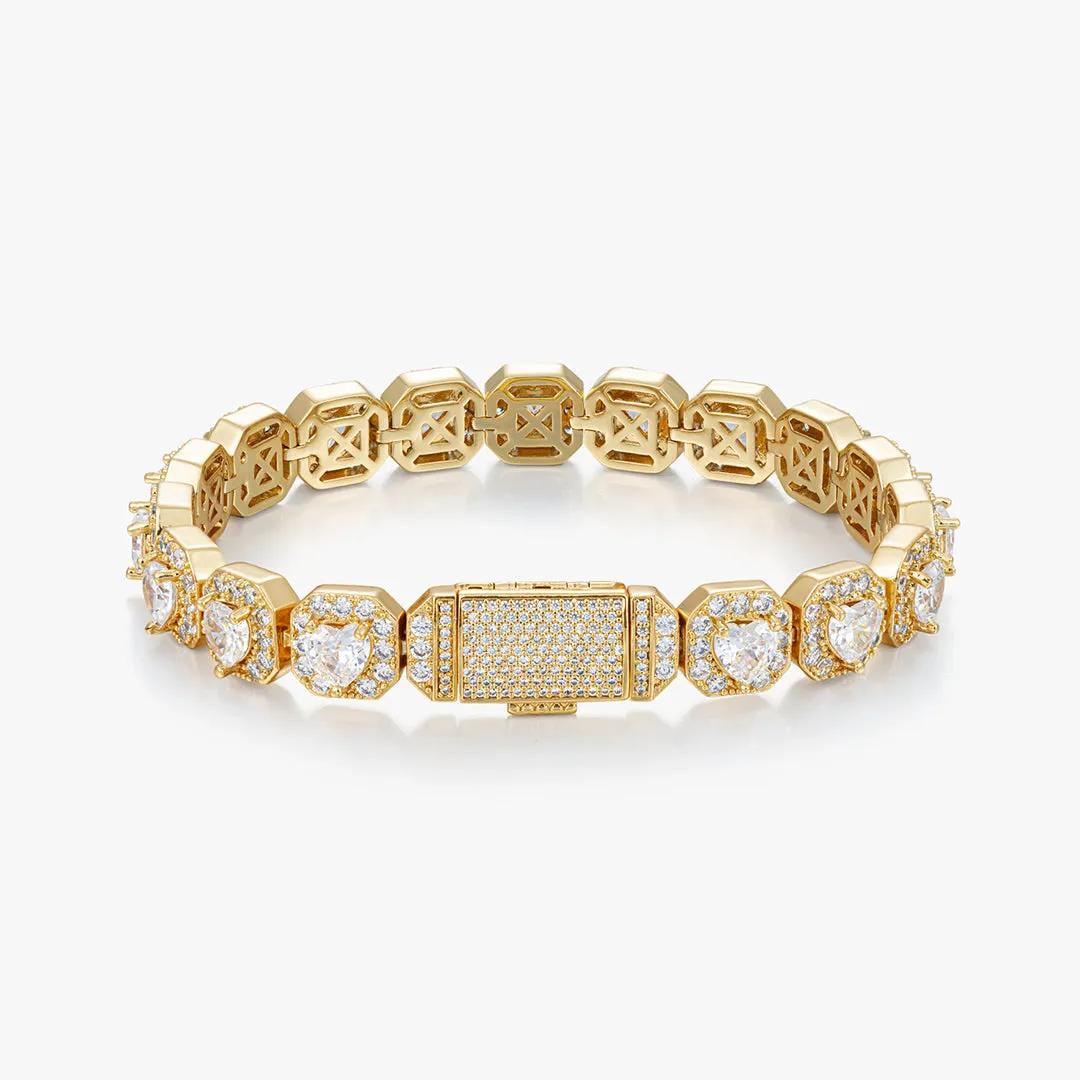 10mm Heart Clustered Tennis Bracelet