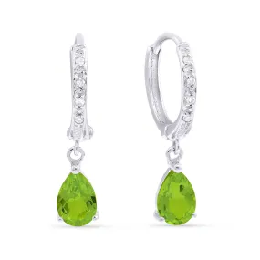 1.1ct Peridot Drop/Dangle Earrings in 14K White Gold
