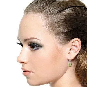 1.24 Carat 14K Solid White Gold Butterfly Earrings Peridot
