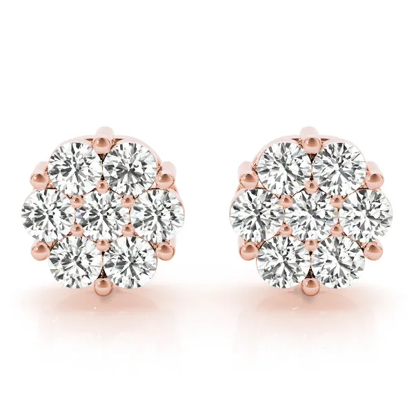 14K Cluster Diamond Earring