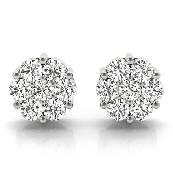 14K Cluster Diamond Earring