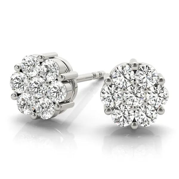 14K Cluster Diamond Earring
