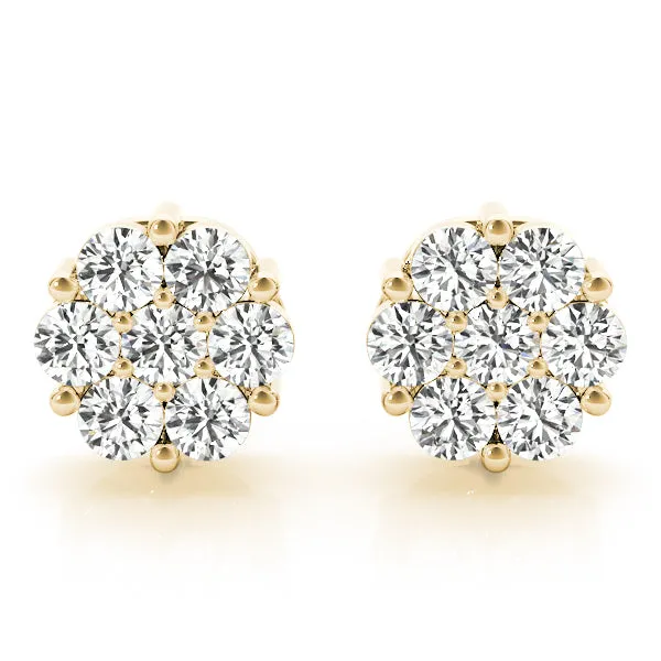 14K Cluster Diamond Earring