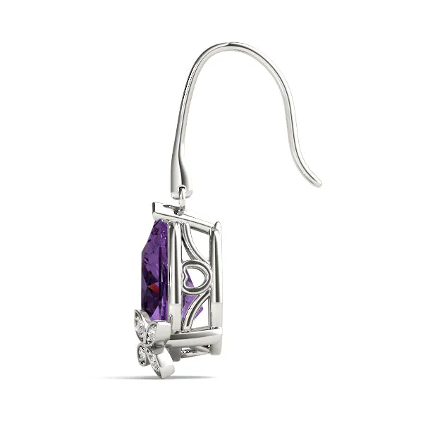 14K Color Stone Diamond Earring