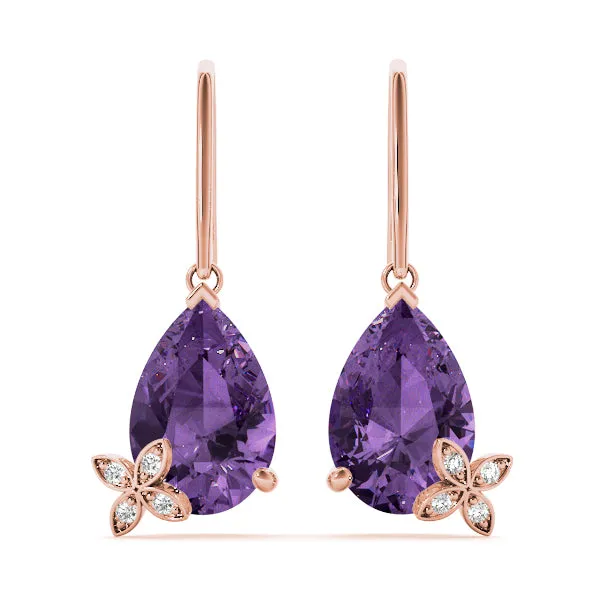 14K Color Stone Diamond Earring