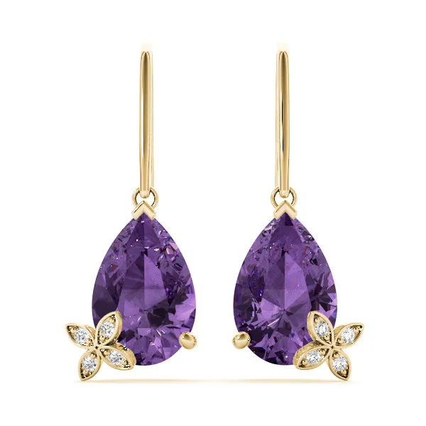 14K Color Stone Diamond Earring