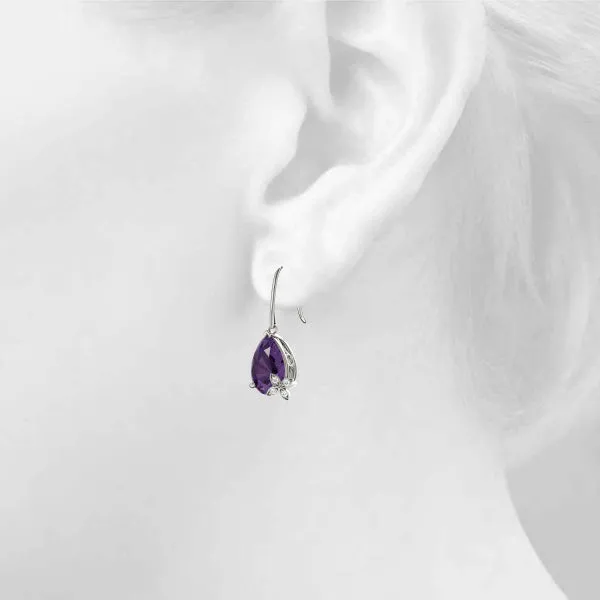 14K Color Stone Diamond Earring
