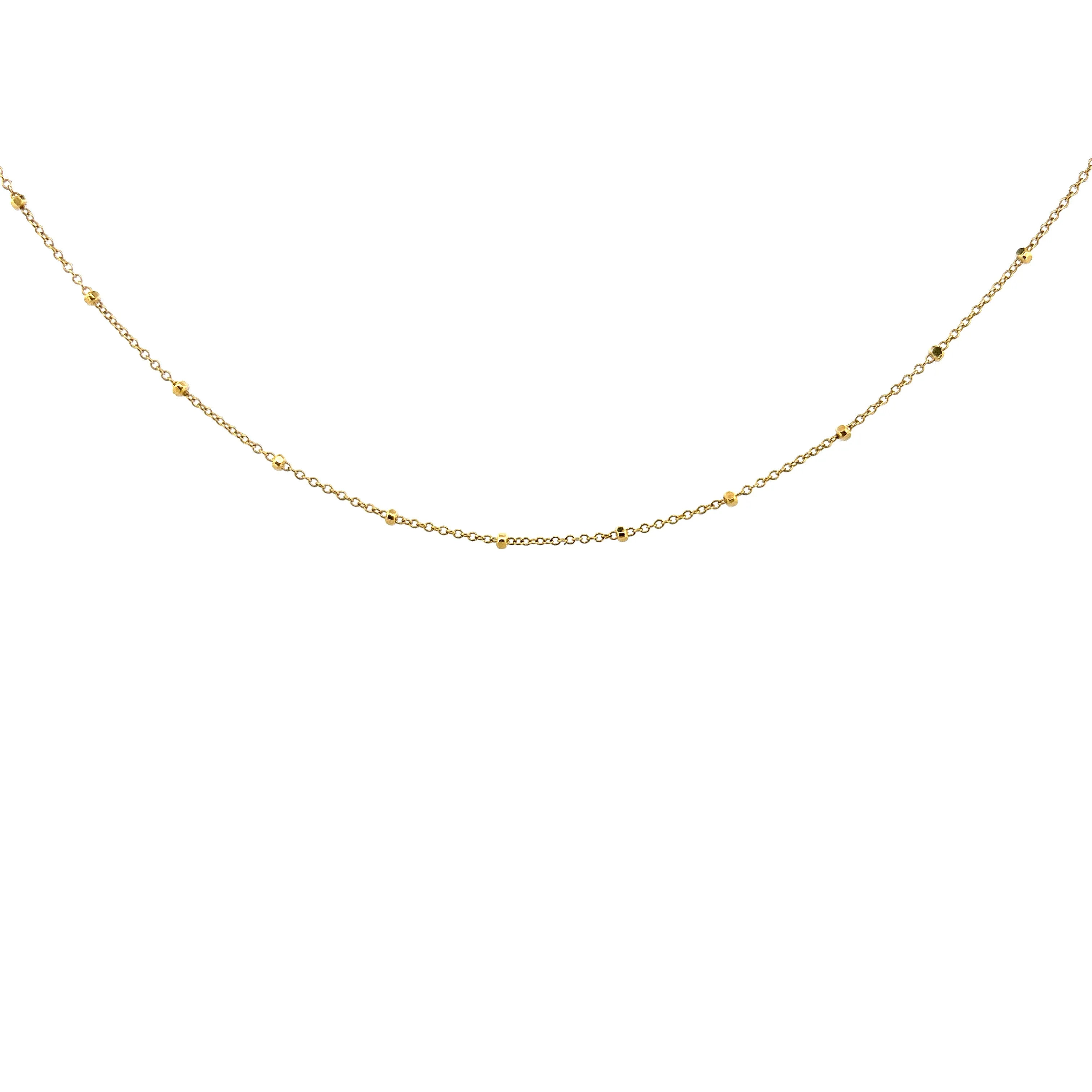14K Gold Small Diamond Cut Ball Station Necklace