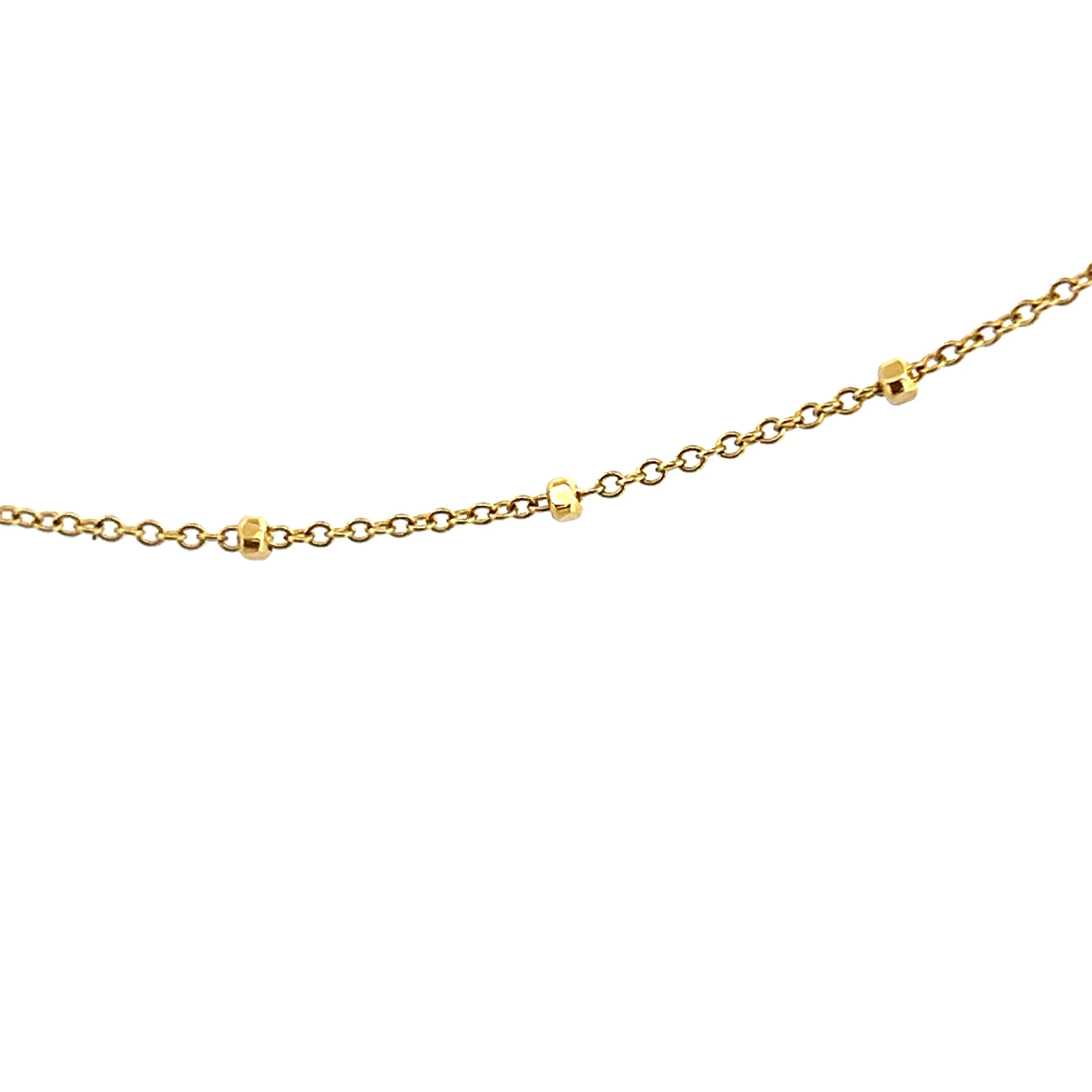 14K Gold Small Diamond Cut Ball Station Necklace