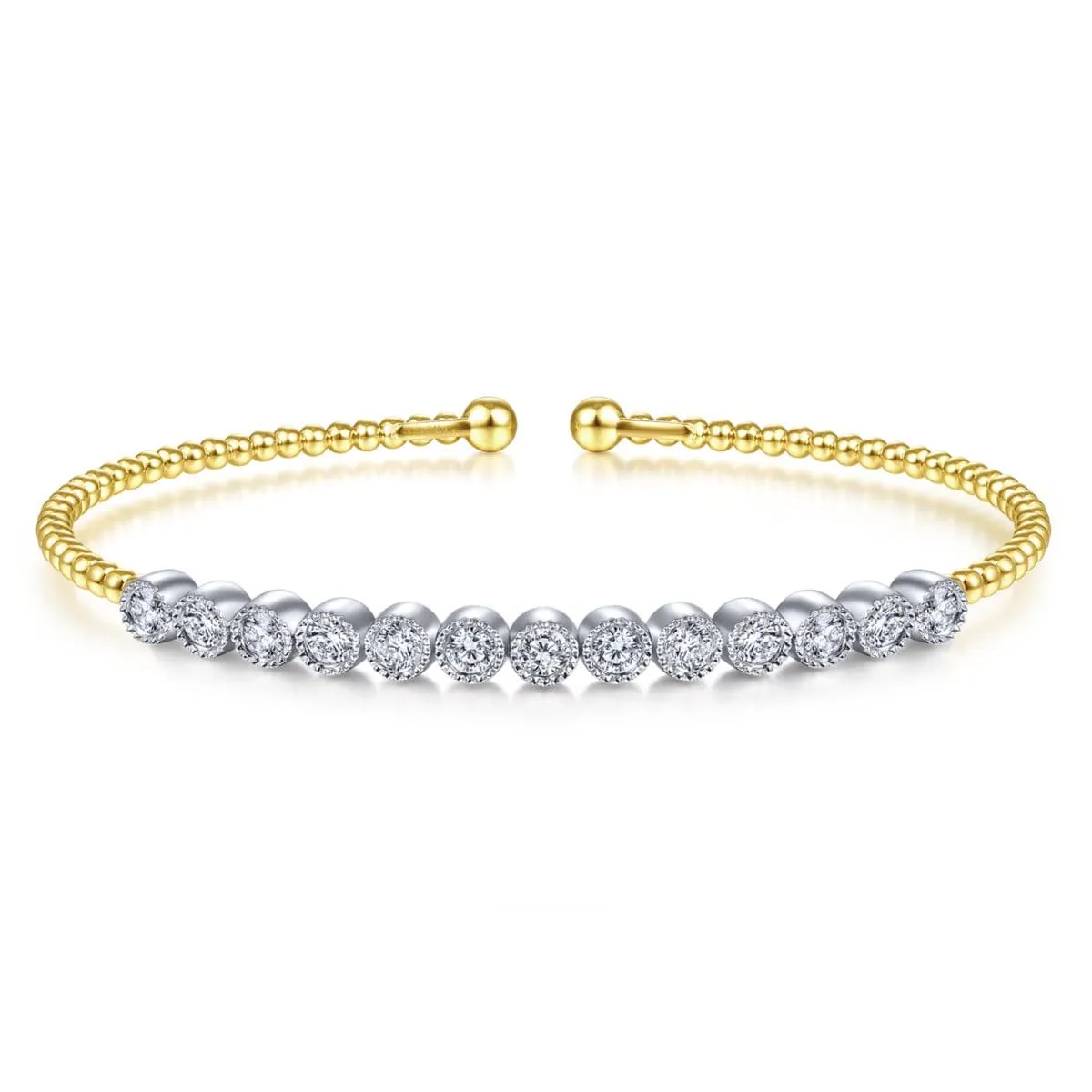 14K White and Yellow Gold Diamond Bangle - BG4287-62M45JJ