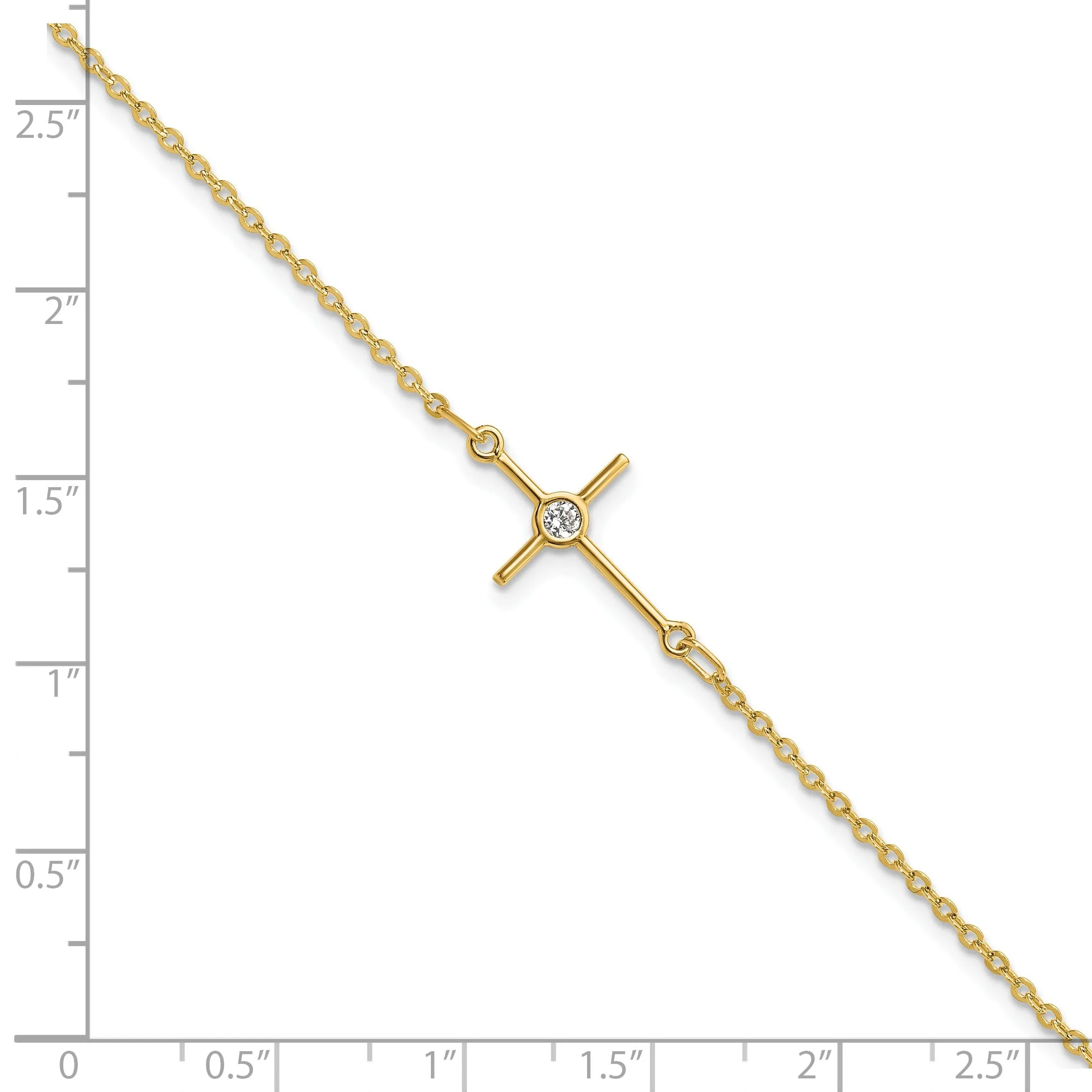 14k Yellow Gold C.Z Cross Bracelet