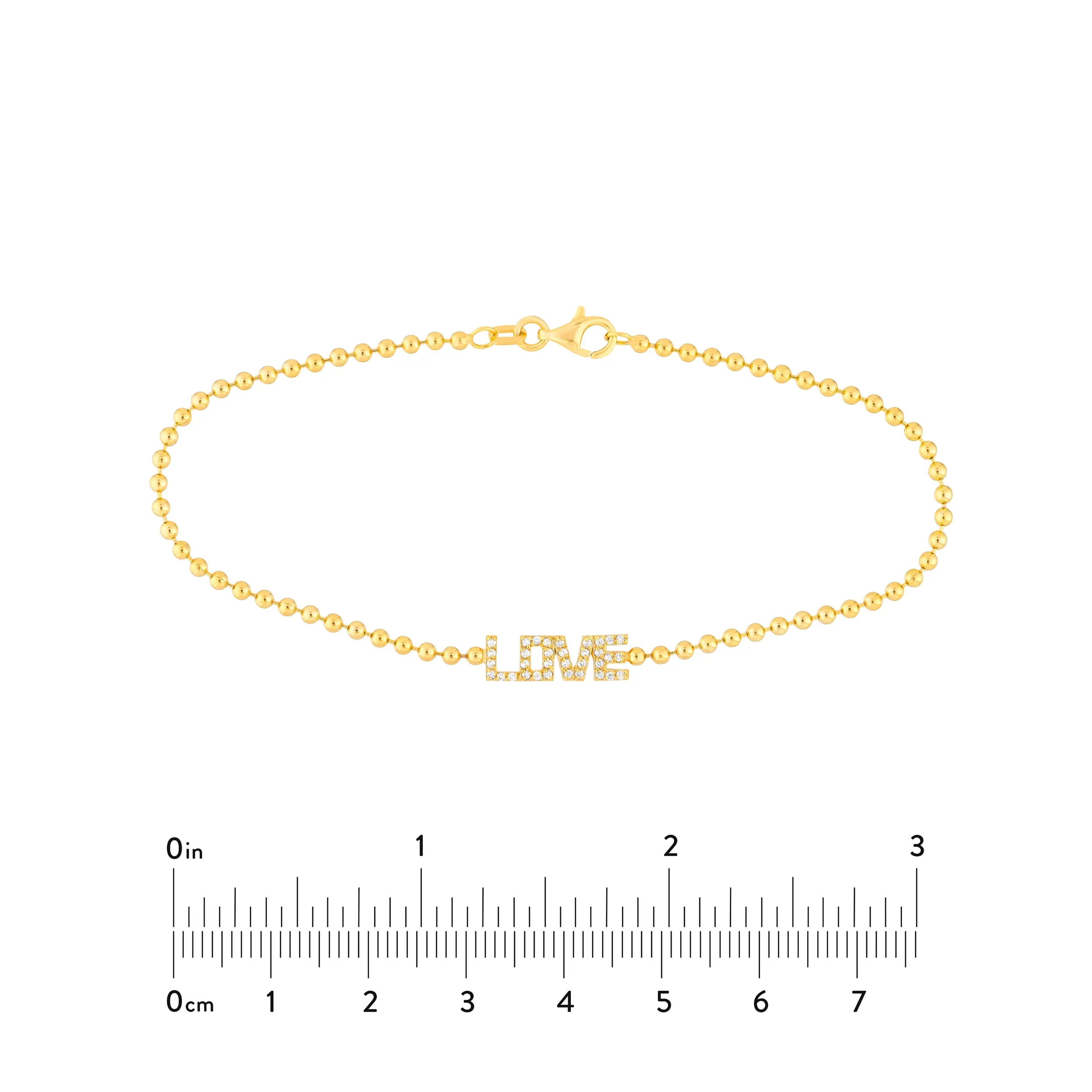 1/6tcw Diamond Love Station on Bead Chain Bracelet