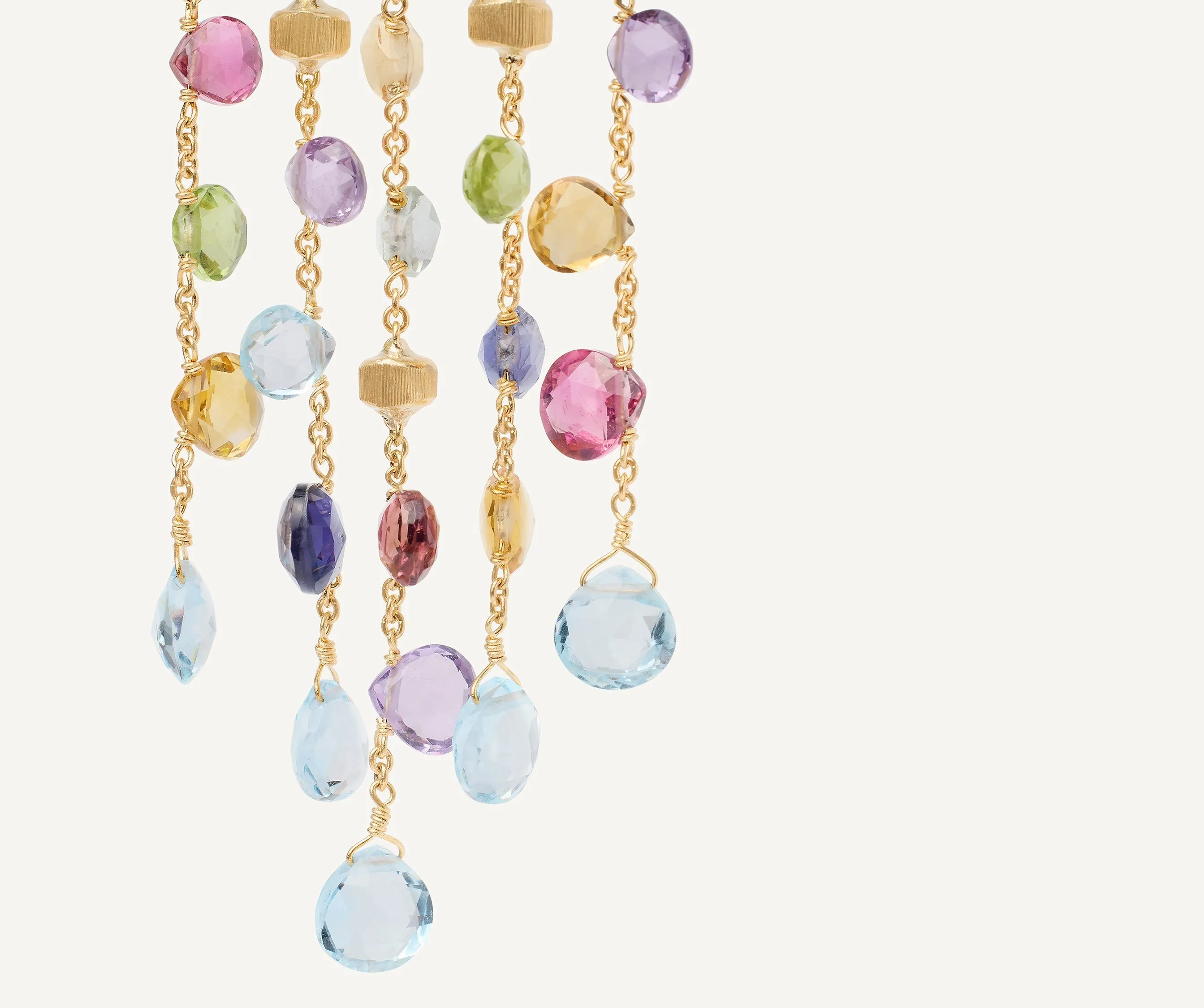 18K Yellow Gold Gemstone Chandelier Earrings