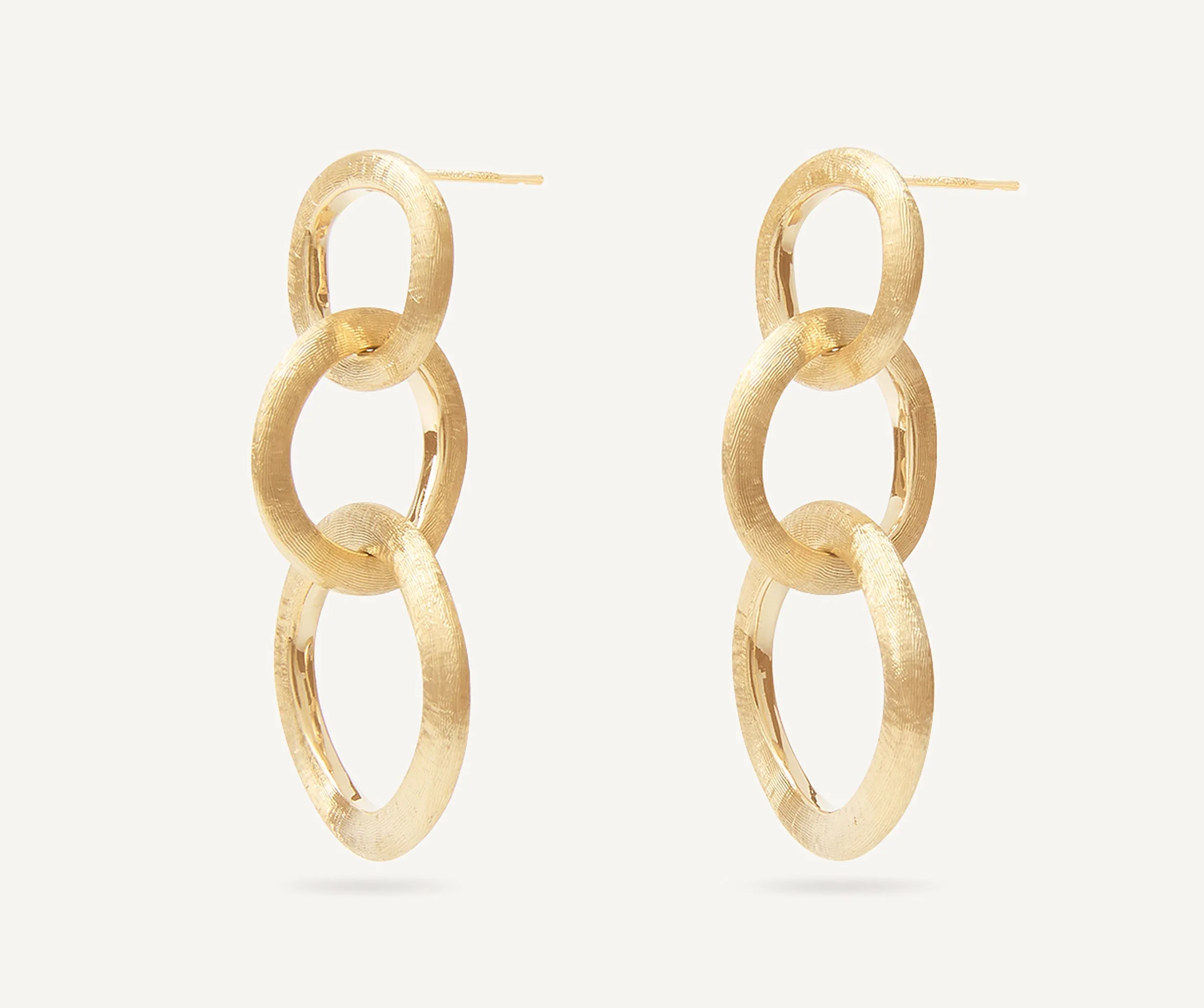 18K Yellow Gold Link Drop Earrings, Long