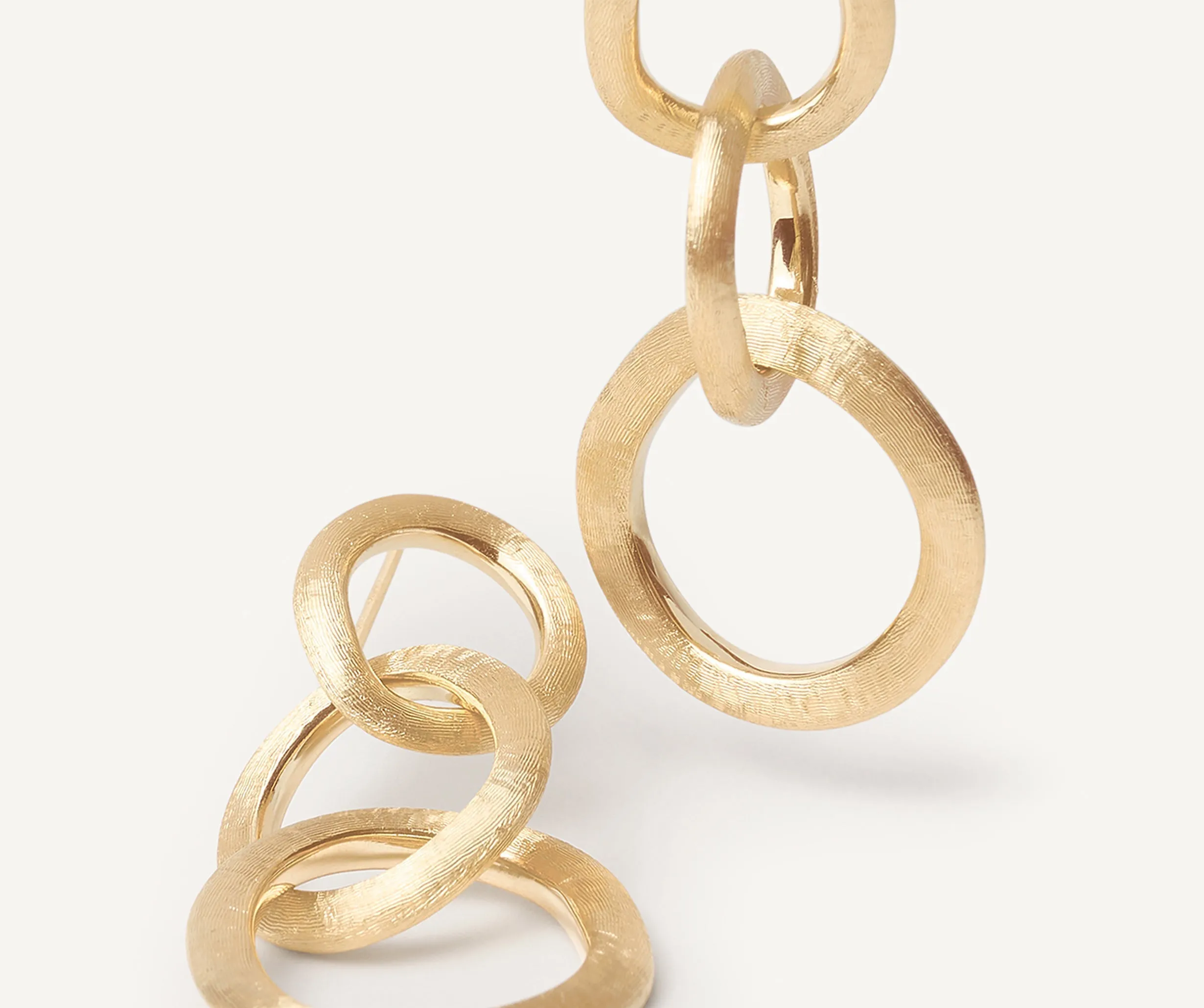 18K Yellow Gold Link Drop Earrings, Long