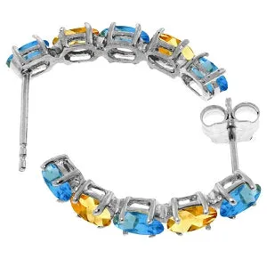 2.5 Carat 14K Solid White Gold Earrings Natural Blue Topaz Citrine