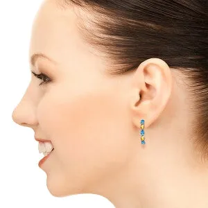2.5 Carat 14K Solid White Gold Earrings Natural Blue Topaz Citrine