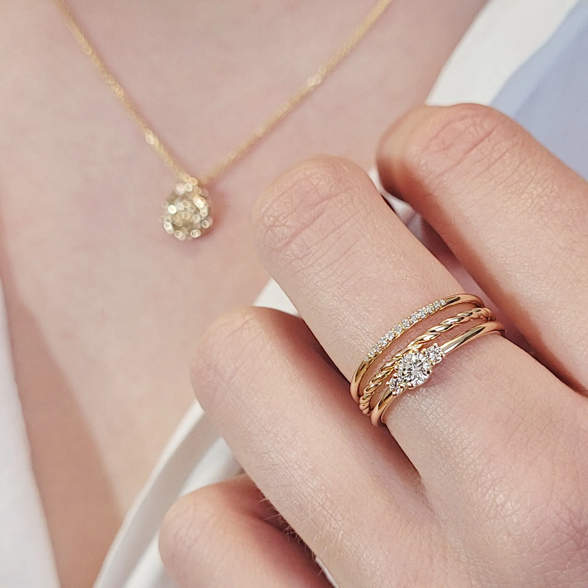 3-Stone Diamond Engagement Ring in Gold