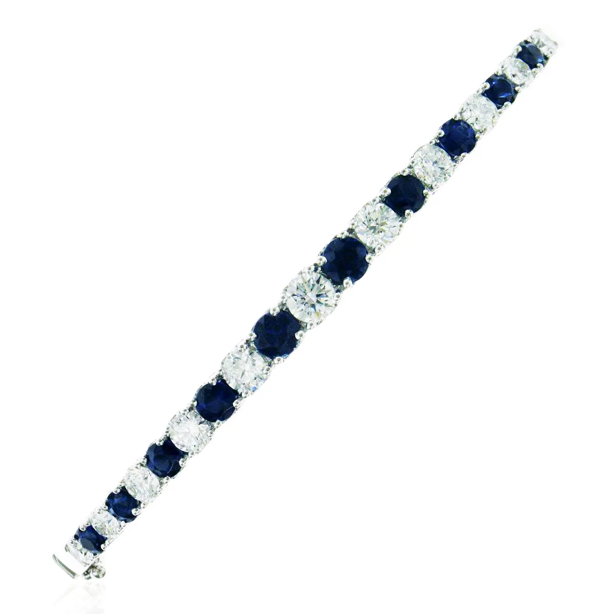 3.43ct t.w. Round Brilliant Cut Diamond and Sapphire Prong Set Bangle