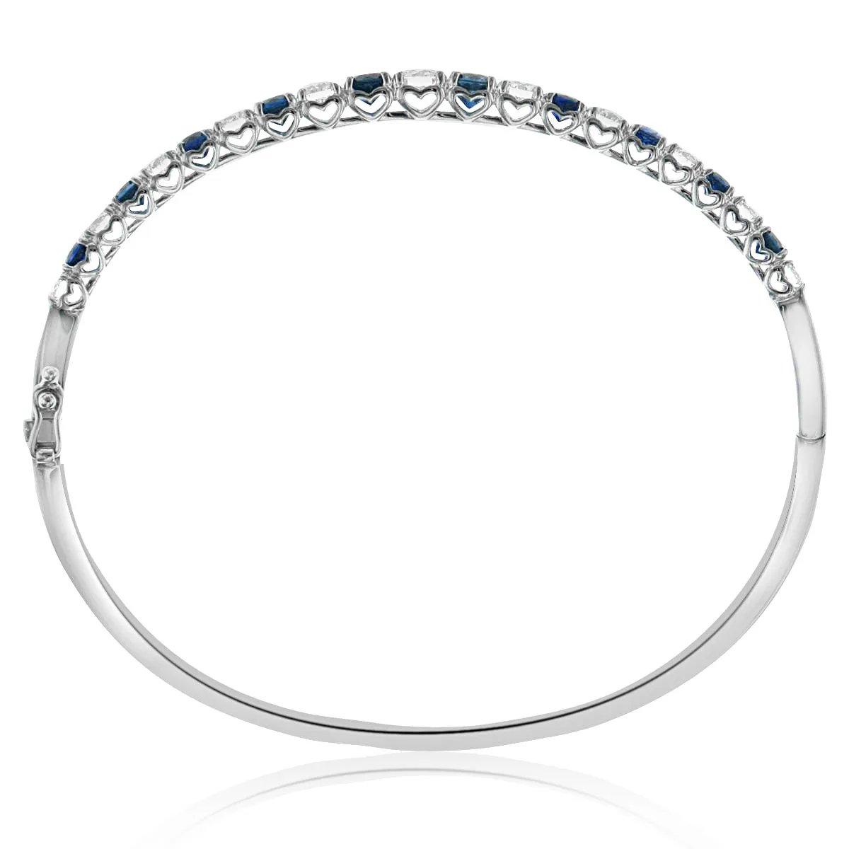 3.43ct t.w. Round Brilliant Cut Diamond and Sapphire Prong Set Bangle