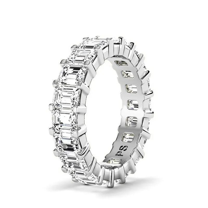 5.20 CT Emerald Cut Lab Grown Diamonds - Eternity Ring