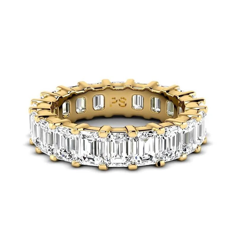 5.20 CT Emerald Cut Lab Grown Diamonds - Eternity Ring