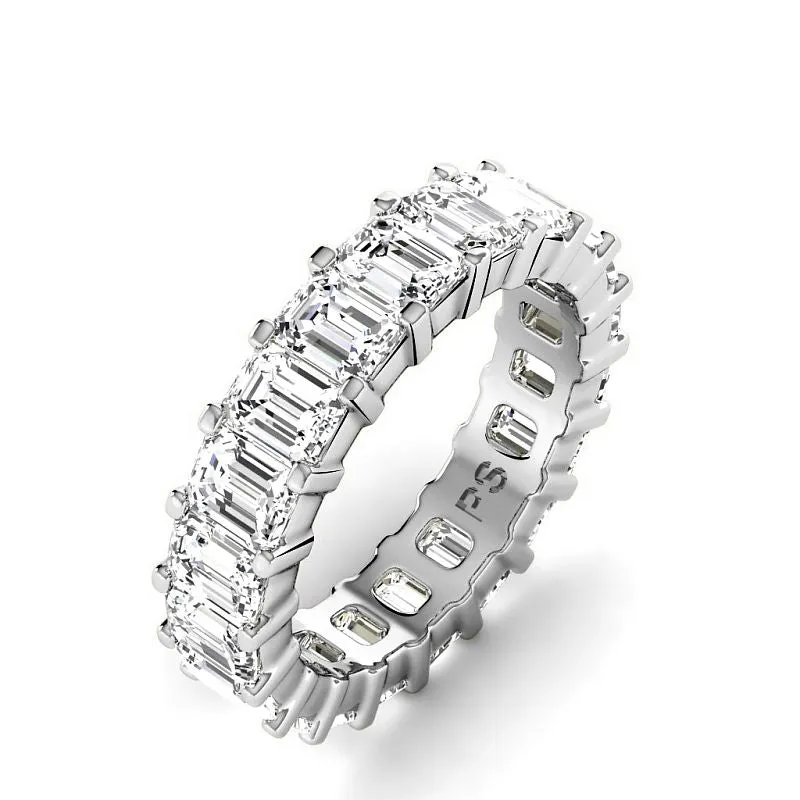 5.20 CT Emerald Cut Lab Grown Diamonds - Eternity Ring