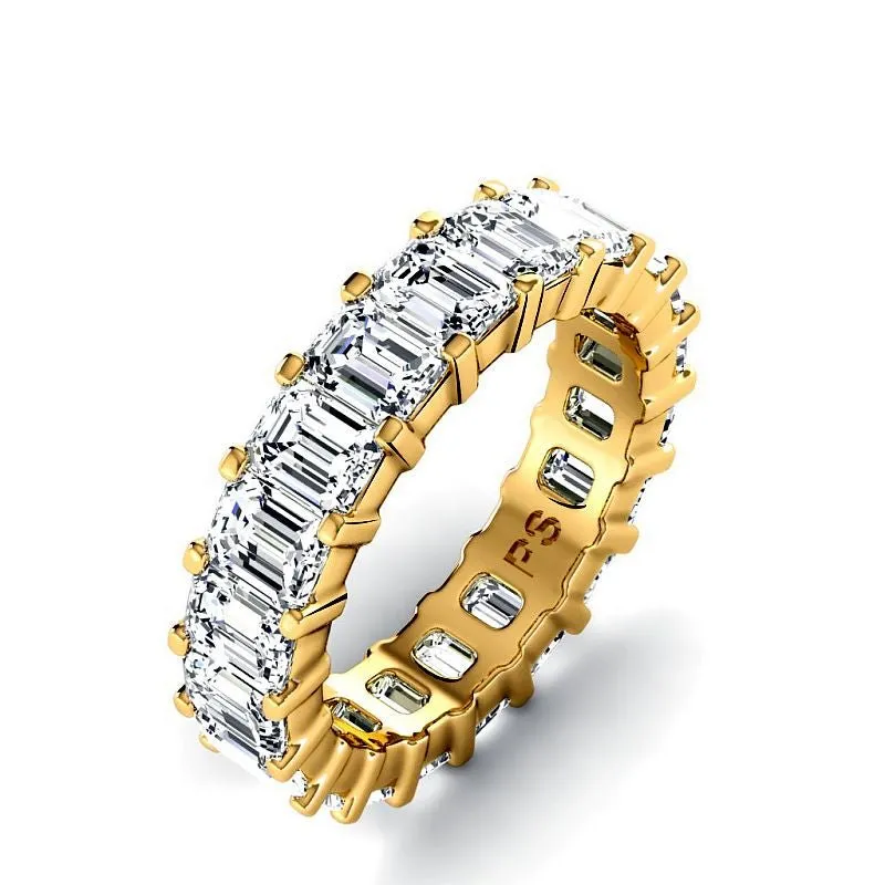 5.20 CT Emerald Cut Lab Grown Diamonds - Eternity Ring