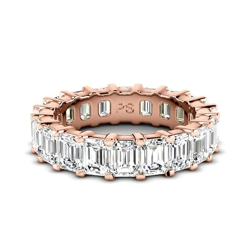 5.20 CT Emerald Cut Lab Grown Diamonds - Eternity Ring