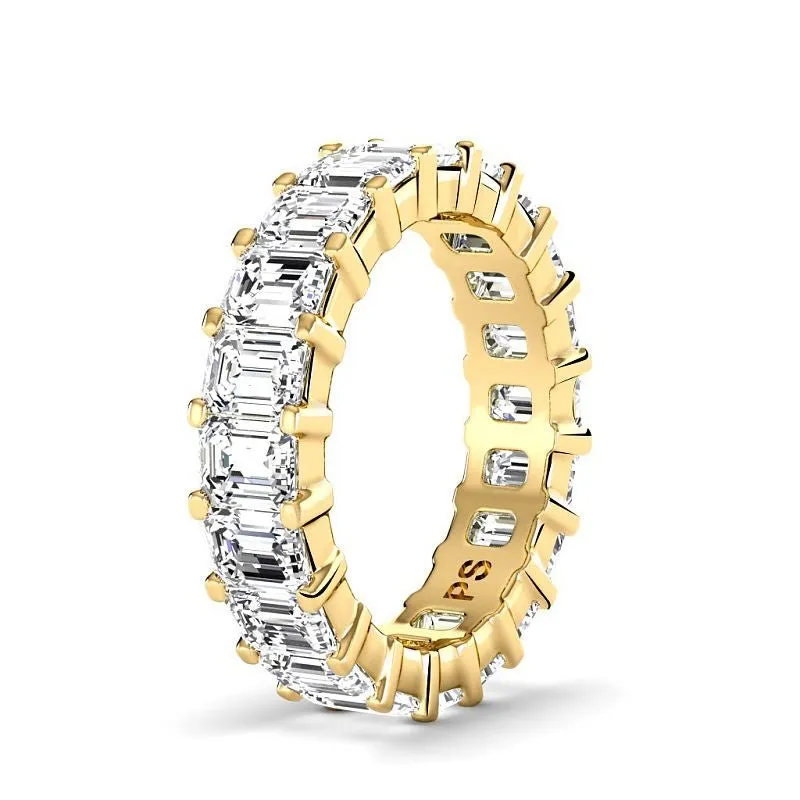 5.20 CT Emerald Cut Lab Grown Diamonds - Eternity Ring