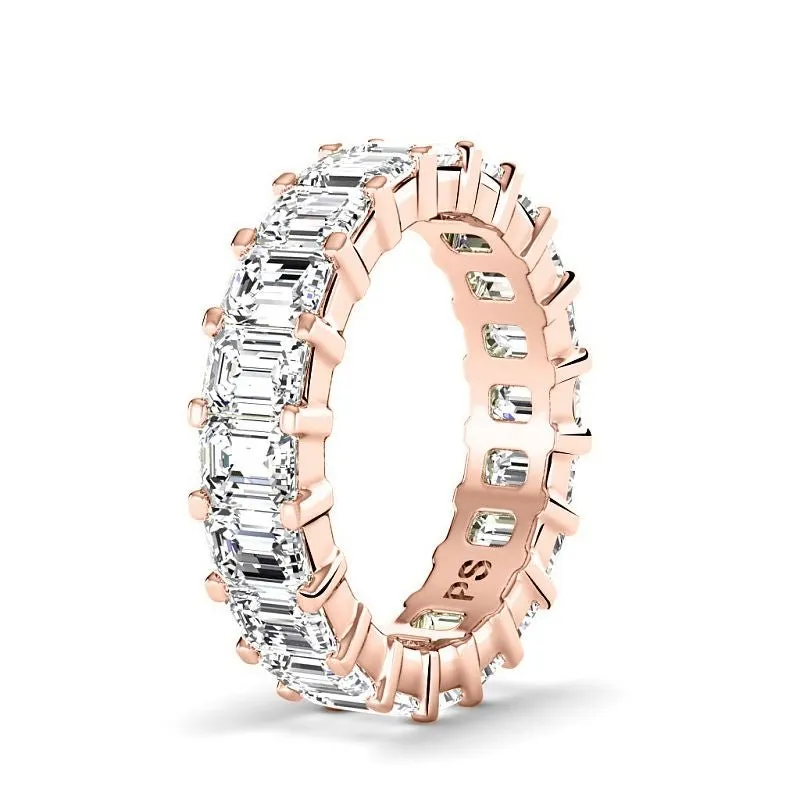 5.20 CT Emerald Cut Lab Grown Diamonds - Eternity Ring