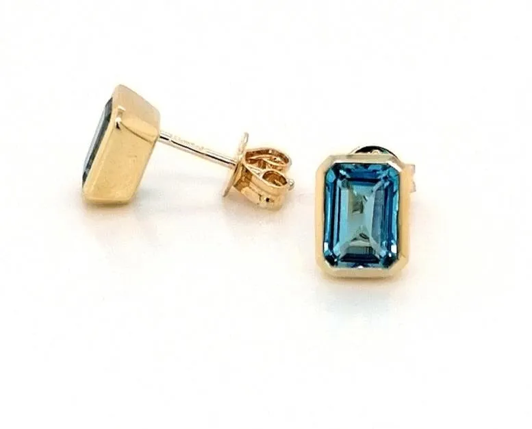 9ct Yellow Gold Blue Topaz Earrings