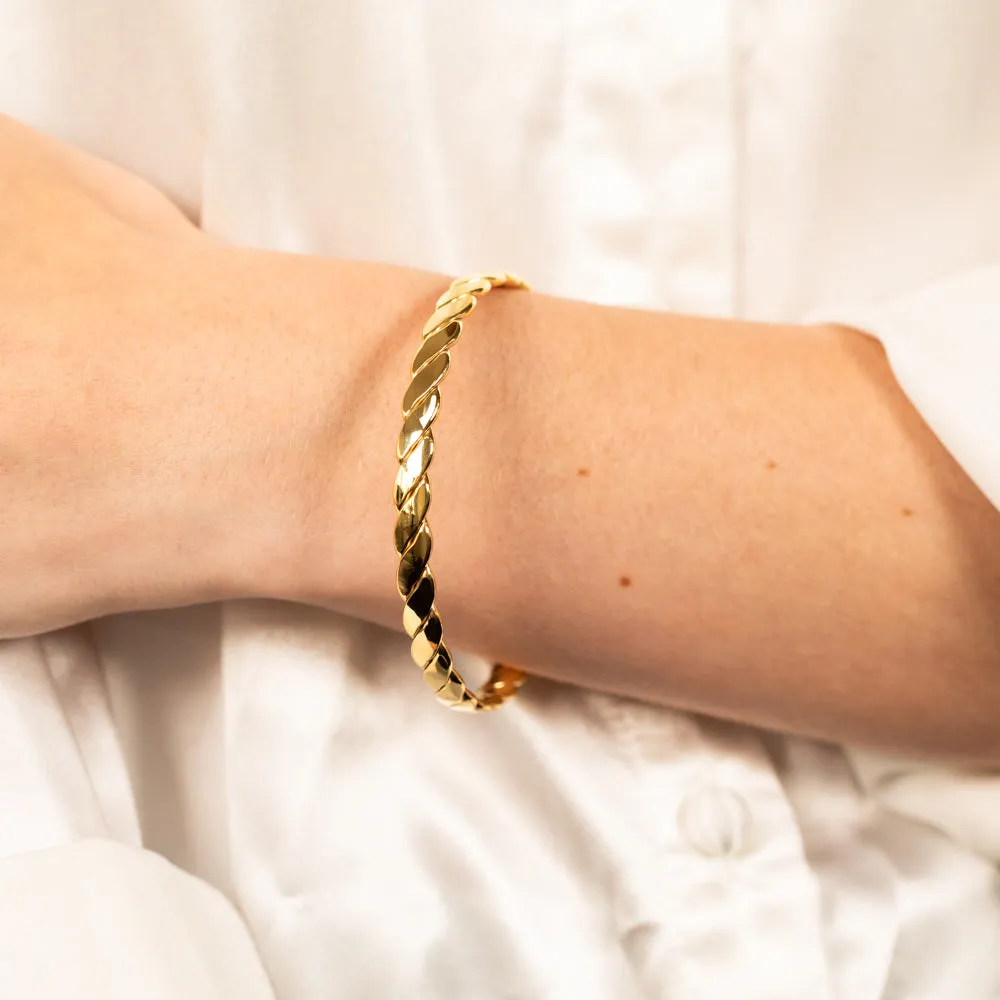 9ct Yellow Gold Fancy 65mm Bangle