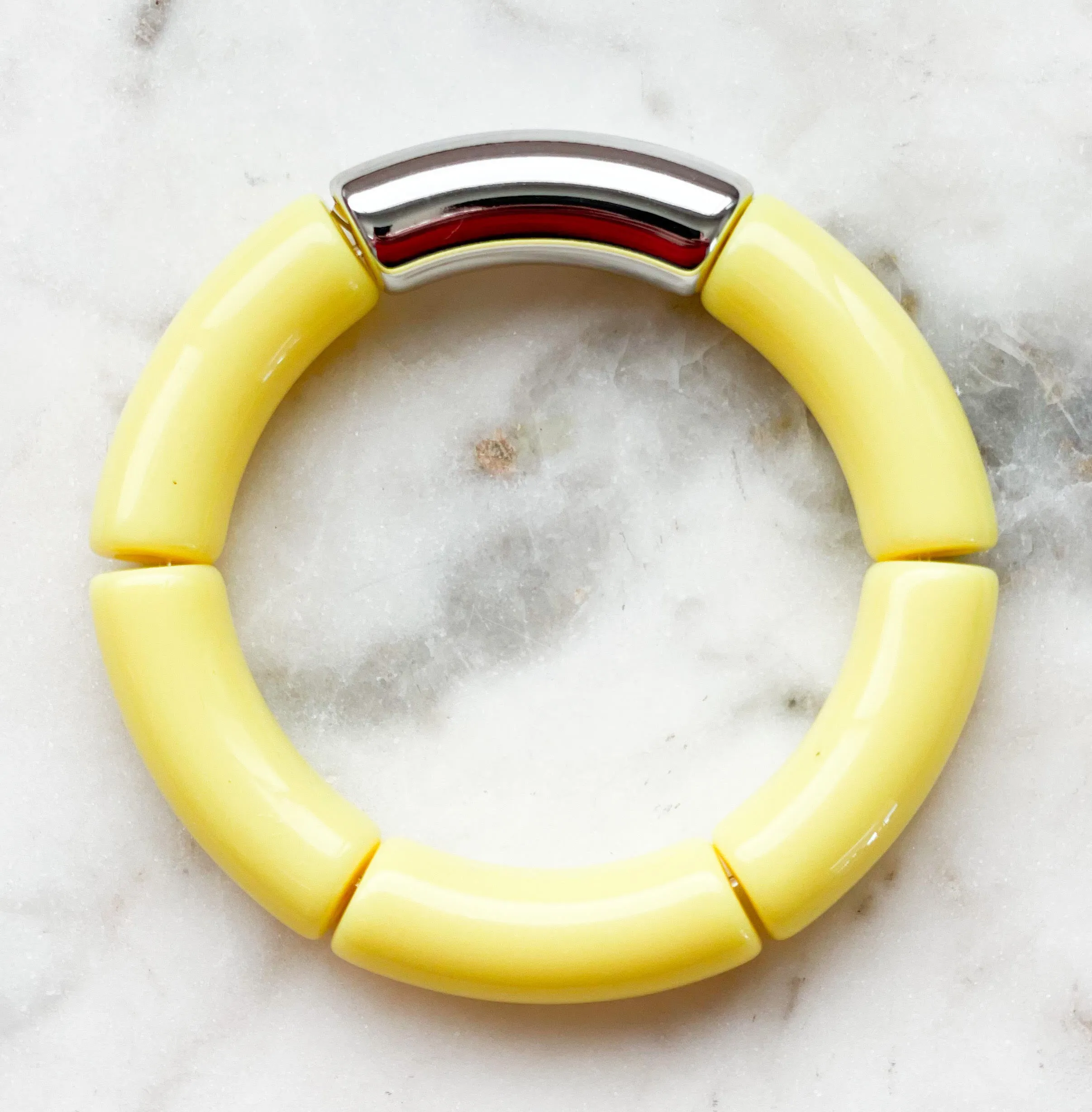 Acrylic Bamboo Bangle Bracelet "Yellow"