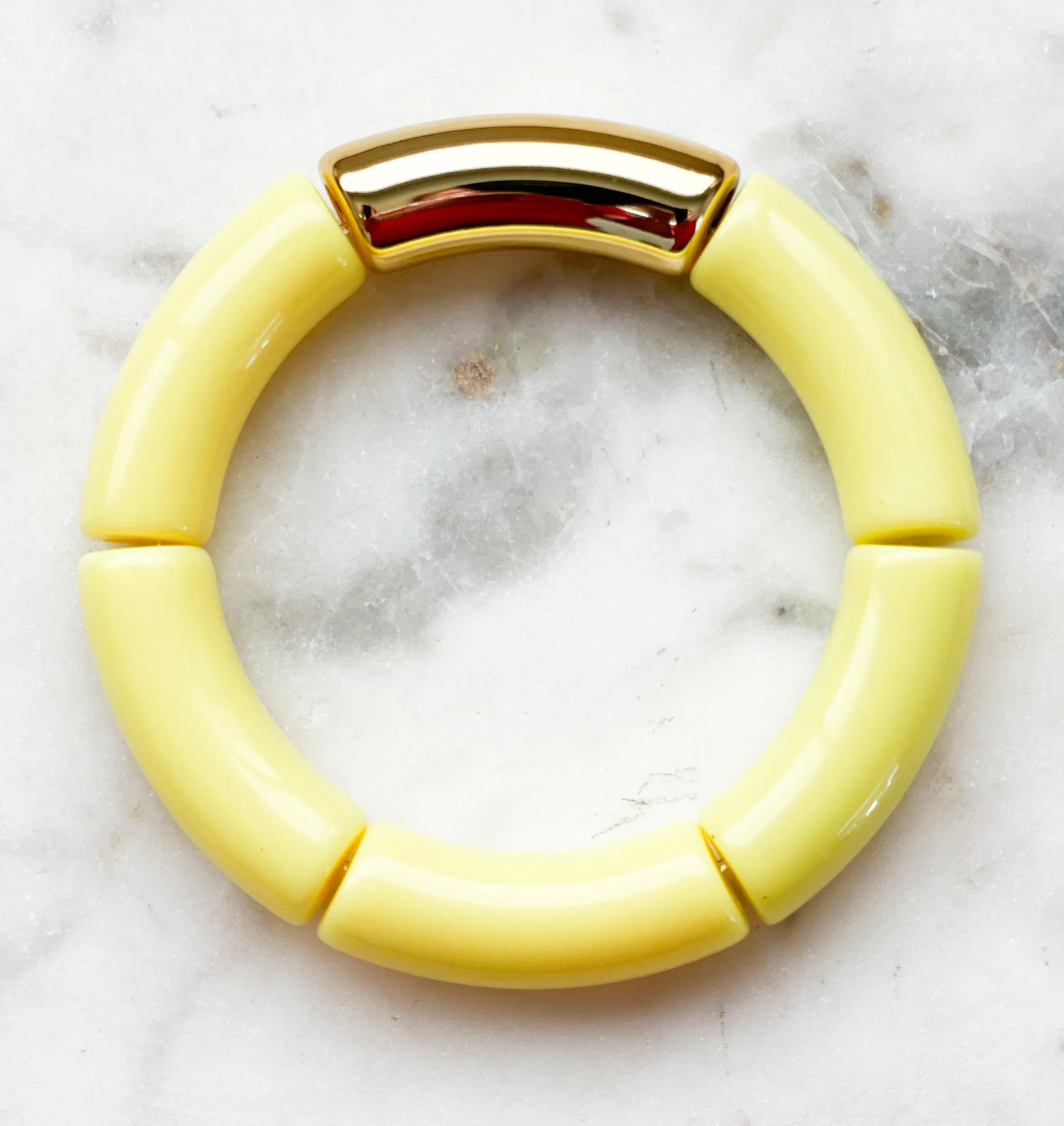 Acrylic Bamboo Bangle Bracelet "Yellow"