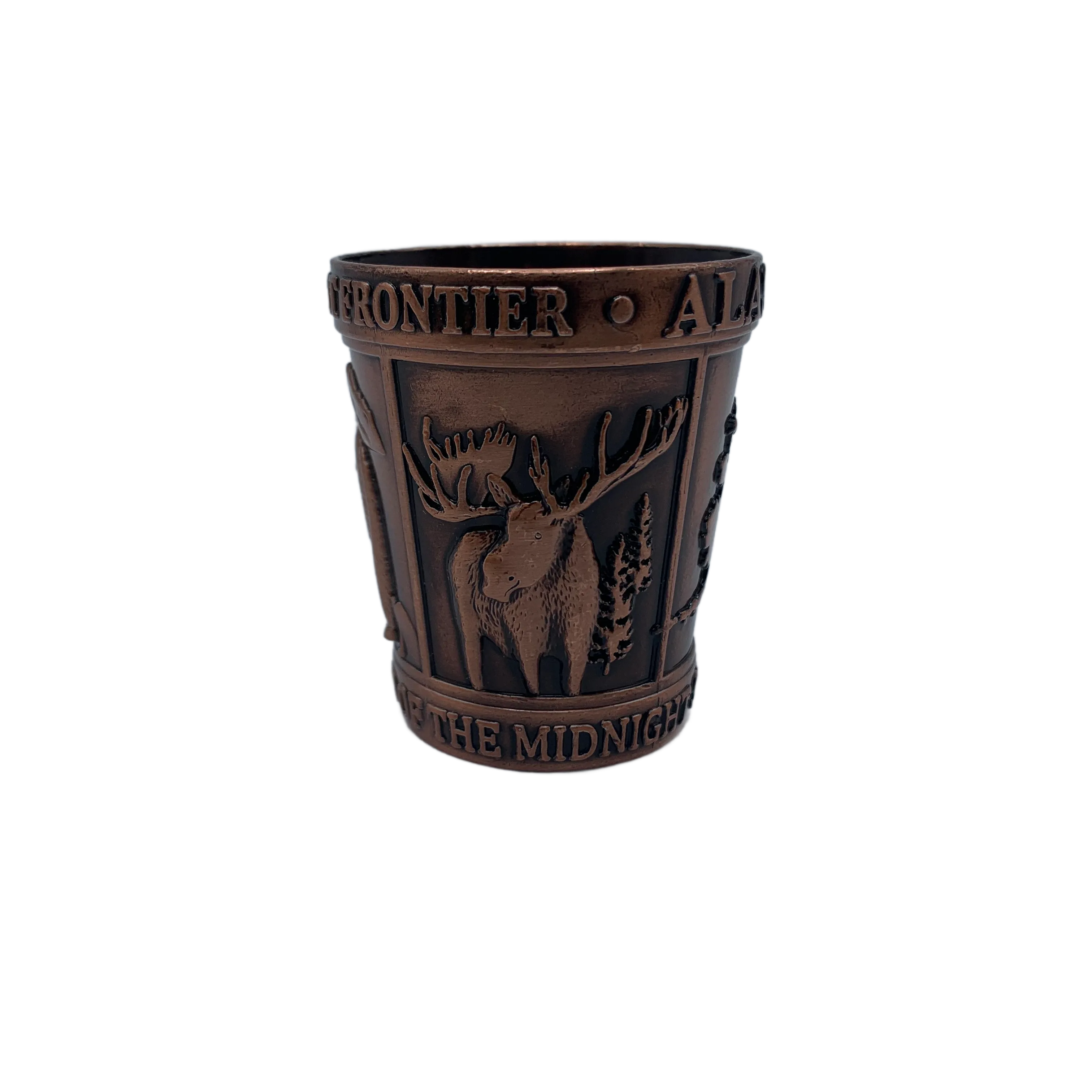 Alaska Map Animals Copper Shot Glass