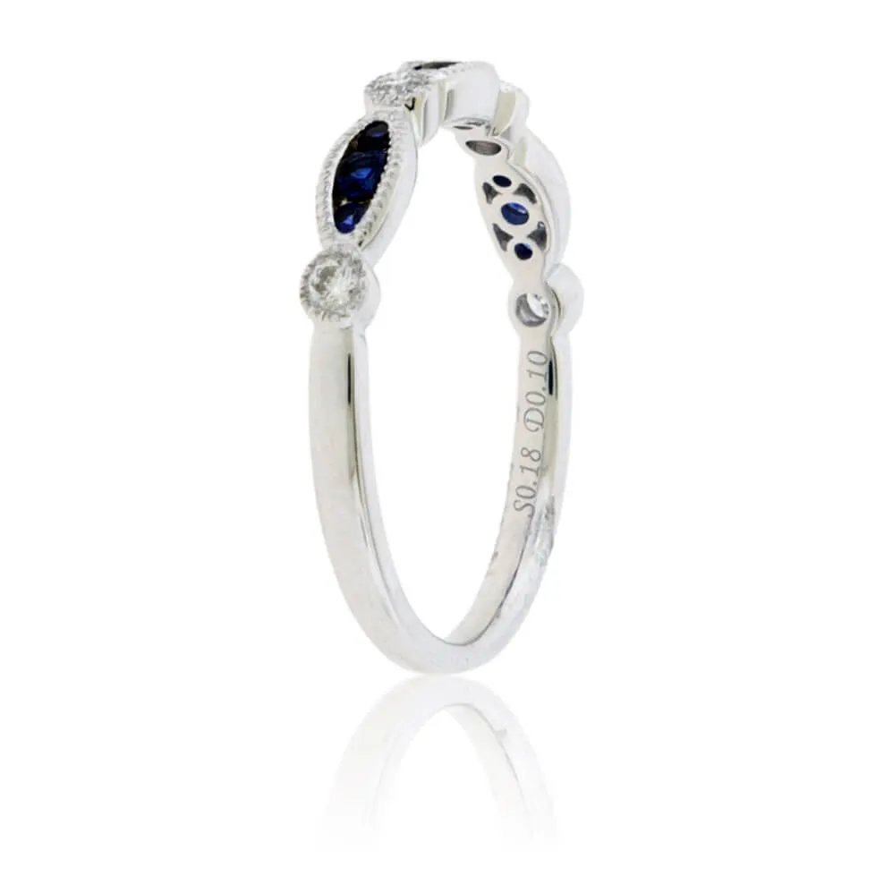 Alternating Blue Sapphires & Diamond Band
