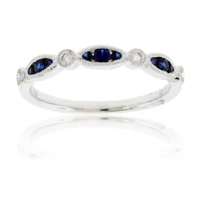 Alternating Blue Sapphires & Diamond Band