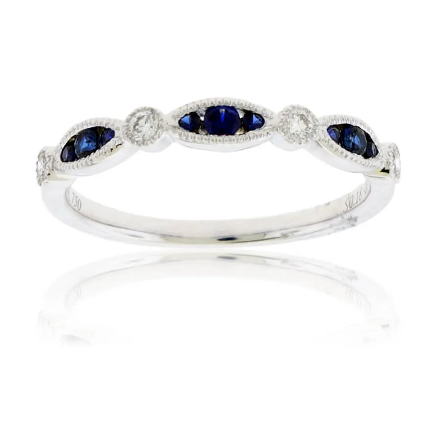 Alternating Blue Sapphires & Diamond Band
