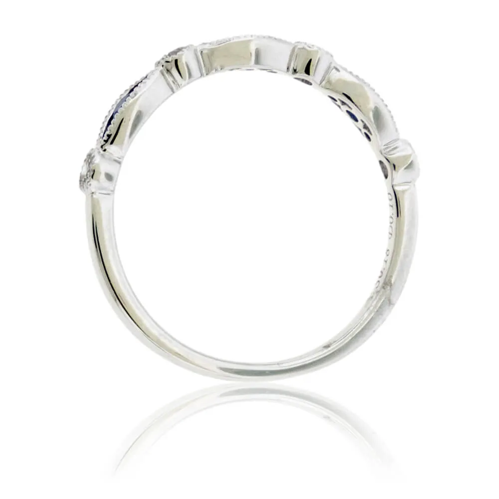 Alternating Blue Sapphires & Diamond Band