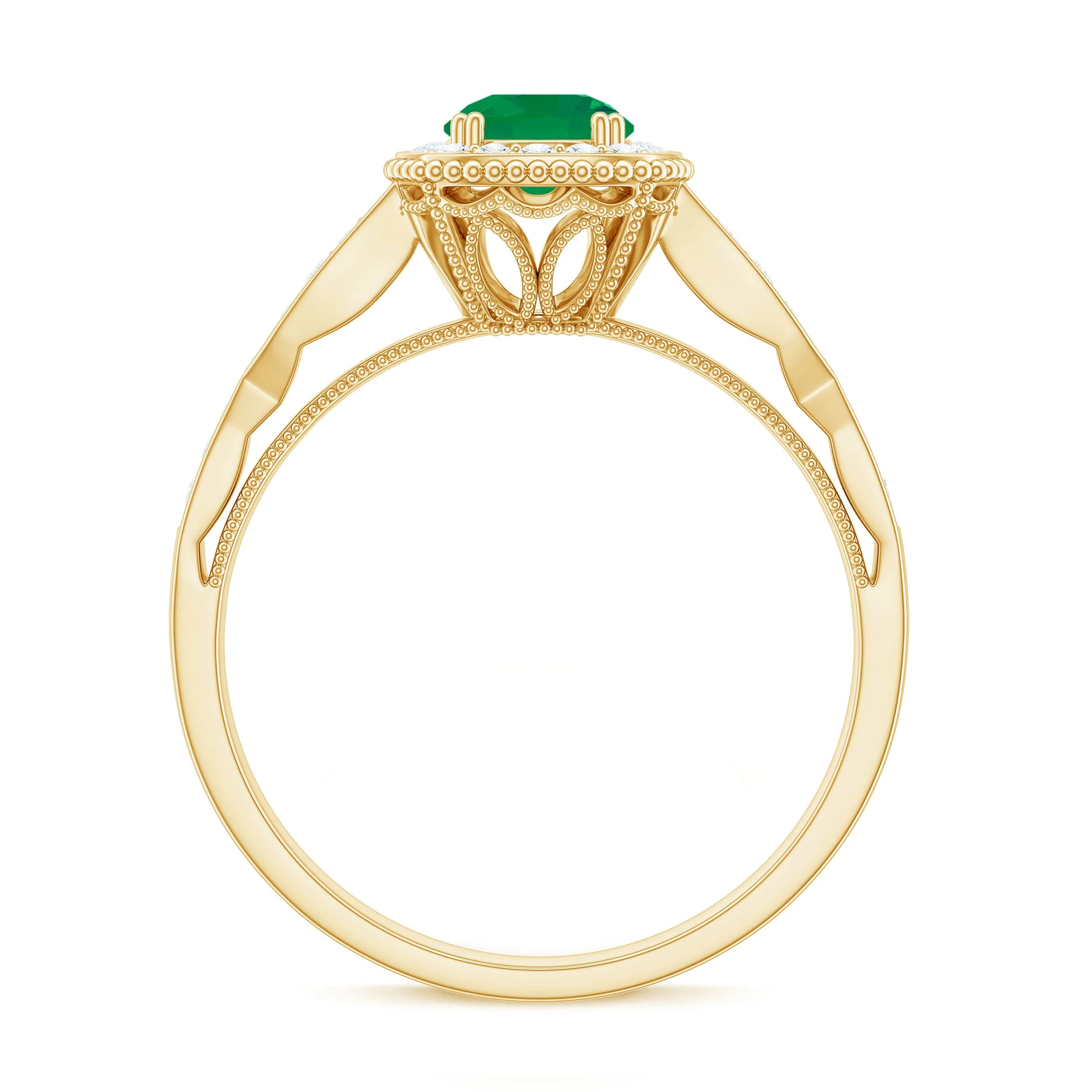Antique Emerald Engagement Ring with Diamond