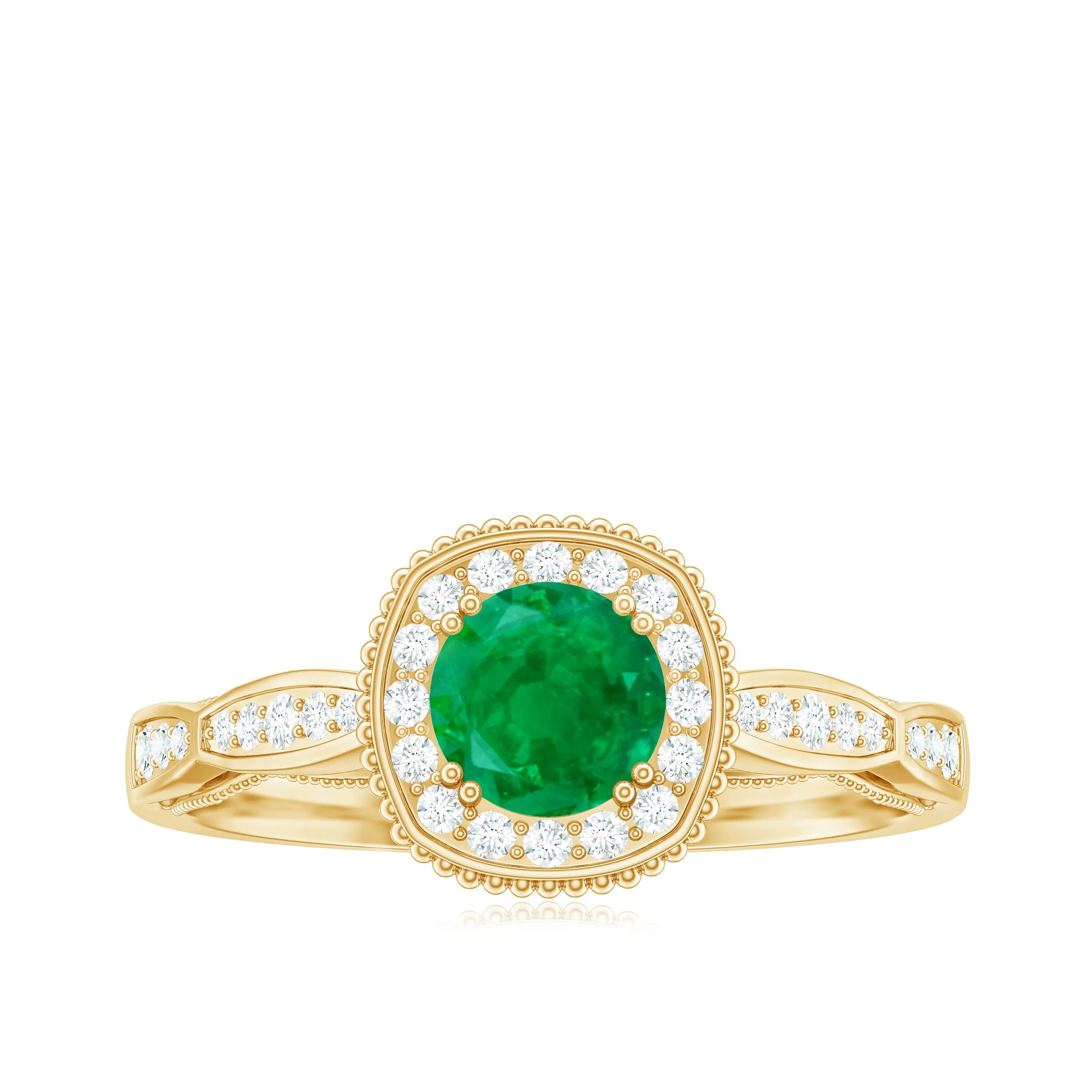 Antique Emerald Engagement Ring with Diamond